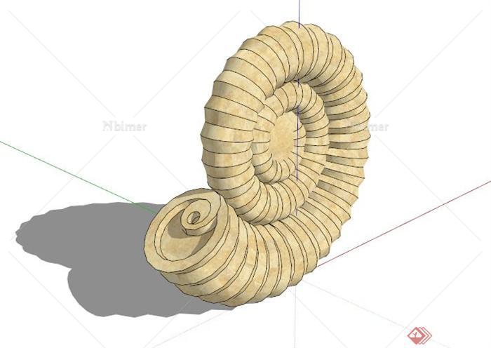 石材海螺雕塑设计SU模型[原创]