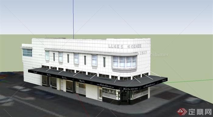 某欧式两层咖啡厅建筑设计SU模型