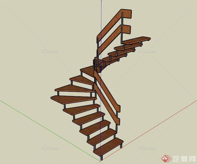 现代旋转木楼梯设计SU模型[原创]