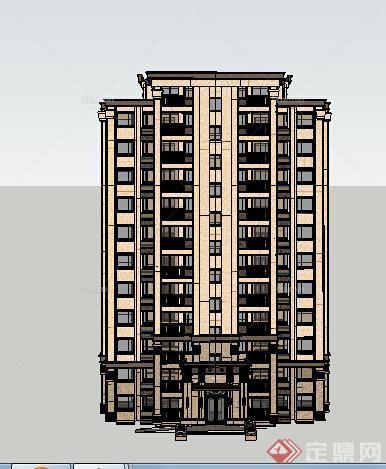 某现代风格多层住宅建筑设计方案SU模型17