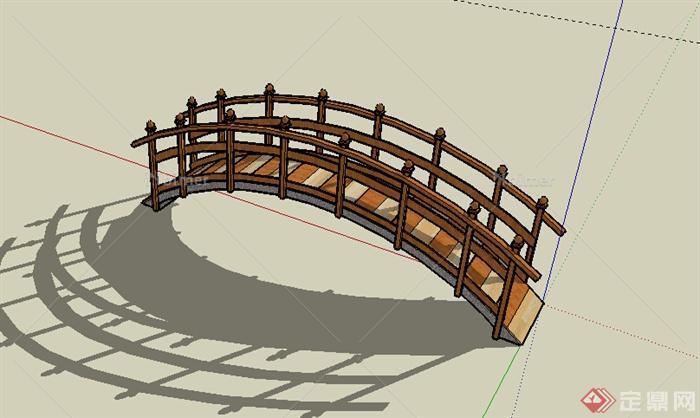 某室外木质园桥设计SU模型参考