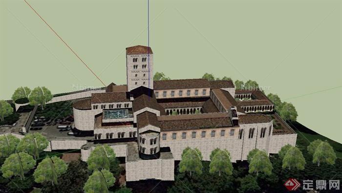 某欧式修道院建筑设计SU模型