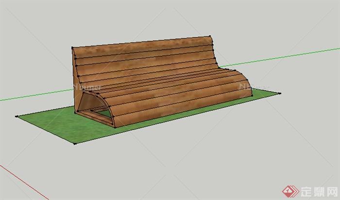 某室外木质特色坐凳设计SU模型
