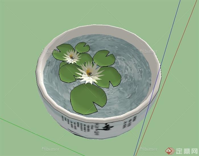 园林景观节点水钵设计SU模型