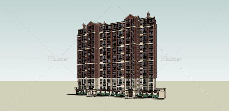 欧式高层住宅公寓(34118)su模型下载