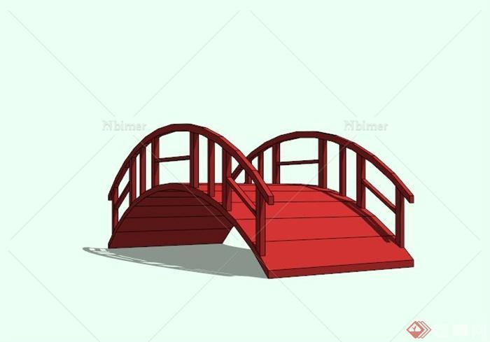 现代红木拱形园桥设计SU模型[原创]
