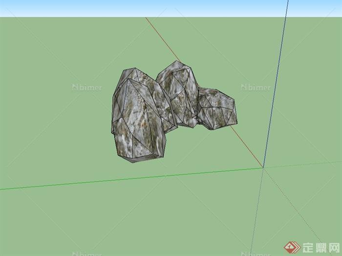 石头景石设计su模型