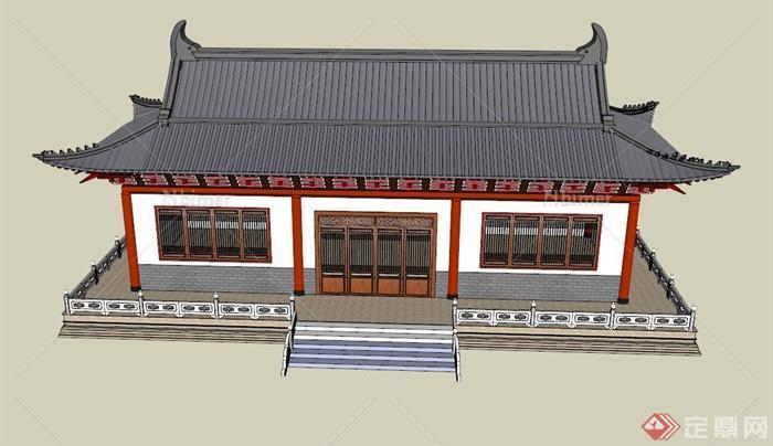 古中式文化建筑设计SU模型