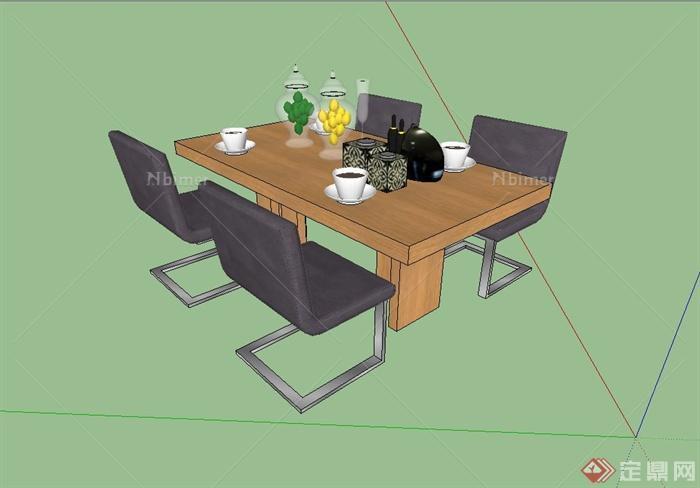 某现代风格餐厅桌椅设计su模型