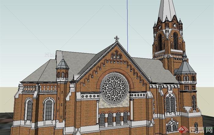 欧式基督教堂建筑设计SU模型