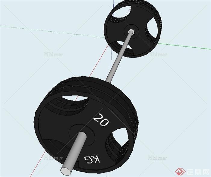 单个杠铃设计su模型