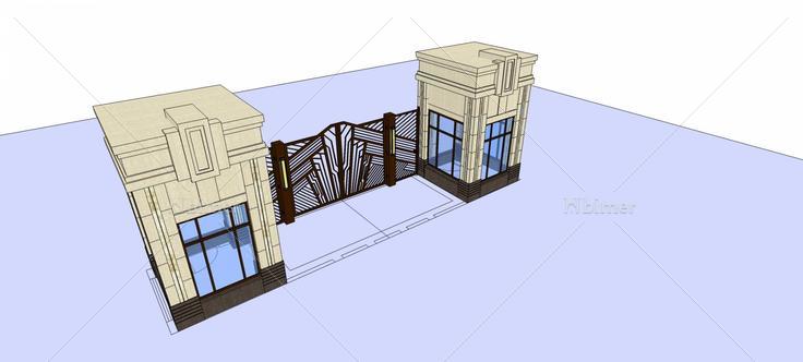 新古典风格小区大门(75150)su模型下载