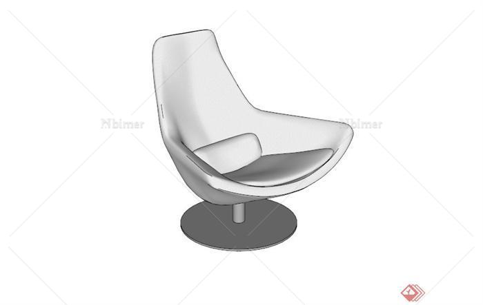 现代白色简约沙发椅SU模型