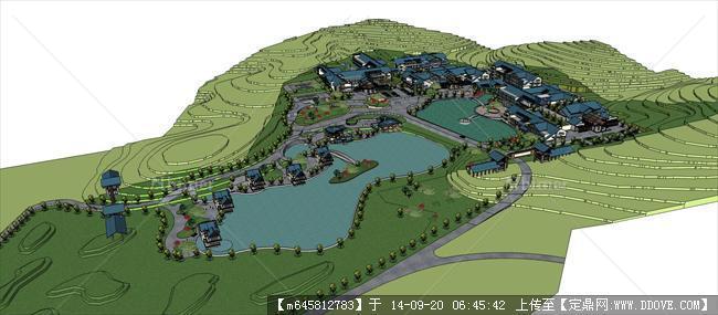 Sketch Up 精品模型----中式风格度假村建筑规划