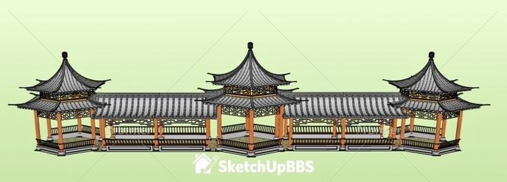 古建风格风雨廊设计方案带SketchUp模型下载分享