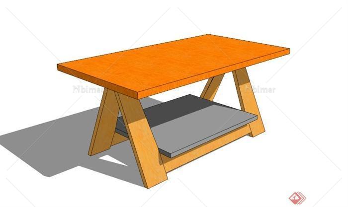 现代简约小木凳设计SU模型[原创]