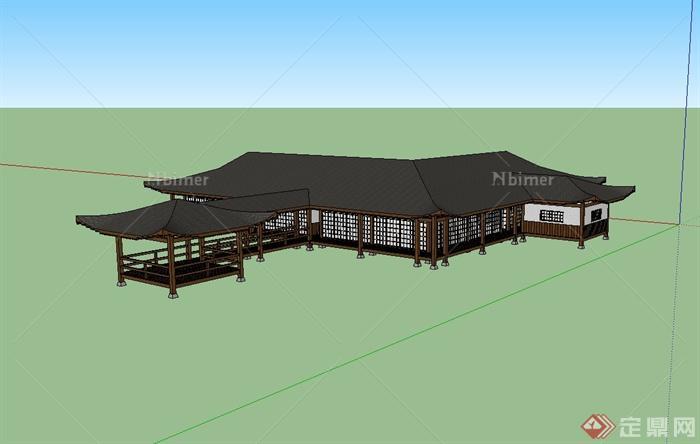 某日式风格休闲娱乐会所建筑设计su模型[原创]