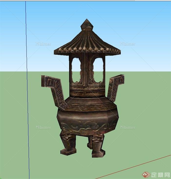 古典中式地灯设计SU模型