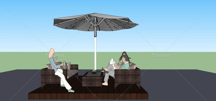露天座椅及伞亭(73249)su模型下载
