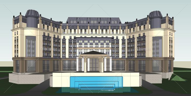 高层商业酒店与私人会所项目sketchup模型
