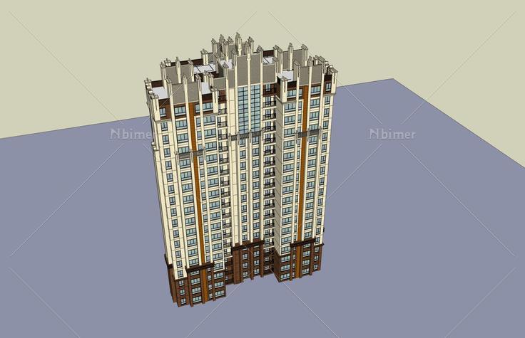 新古典风格高层住宅楼(46750)su模型下载