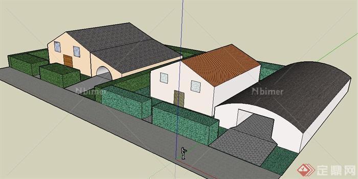 乡村民房建筑设计su模型