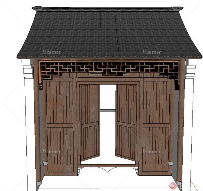 古典中式建筑节点小锤门设计SU模型