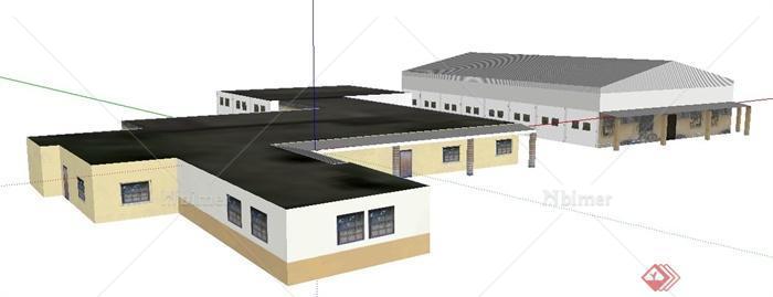 现代风格某地单层厂房建筑设计su模型