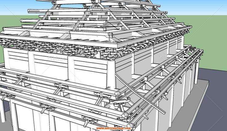 中式古建筑木结构模型