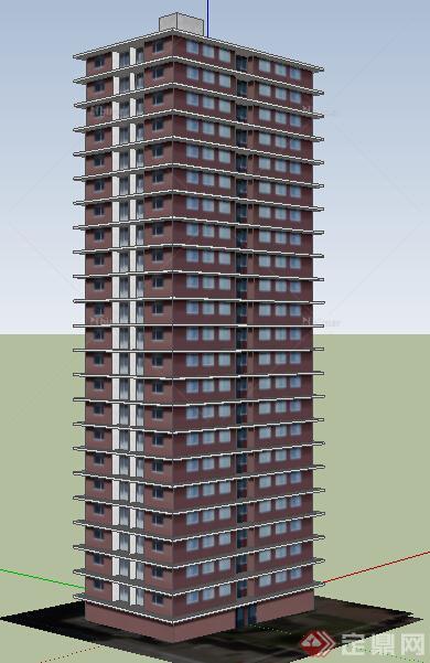 某现代风格小高层住宅建筑设计方案SU模型