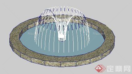 一个现代风格喷泉SU设计模型素材