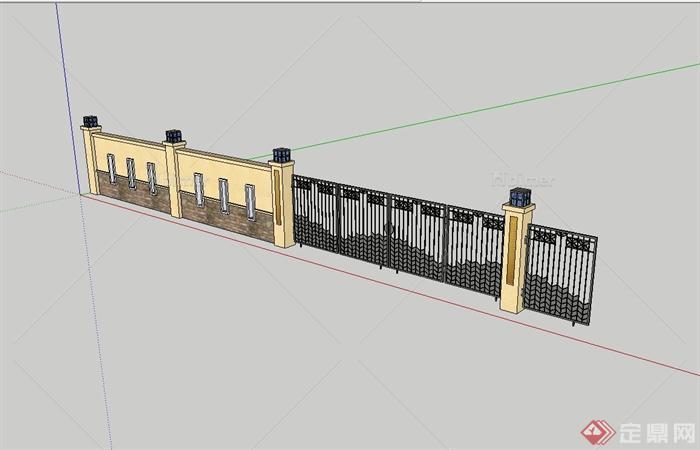 某歐式風格大門,圍牆組合設計su模型[原創]