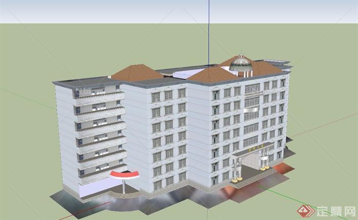 现代某七层二中综合大楼建筑设计SU模型
