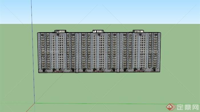 某现代多层联排小区住宅建设计SU模型