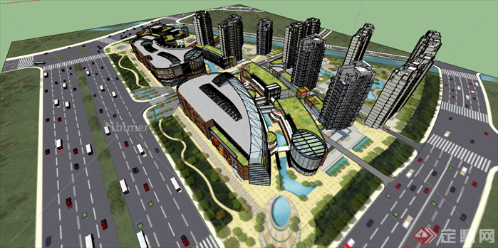 某现代风格城市商业综合建筑方案设计SU模型