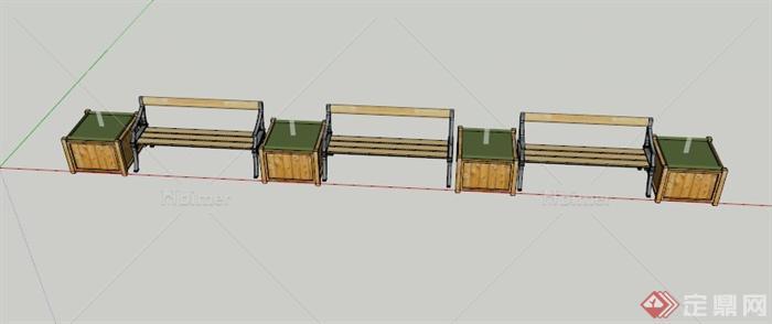 简约树池靠凳设计SU模型