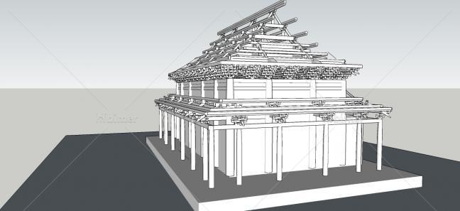 一个古代建筑木构架SketchUp模型提供下载有截图