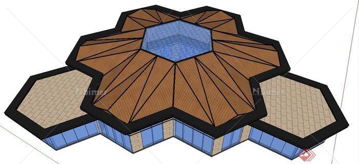 现代风格蜂巢状单层建筑设计su模型
