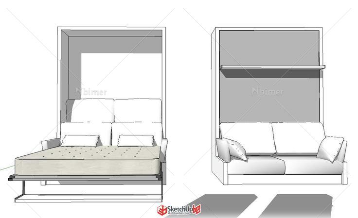 多功能壁床沙发模型