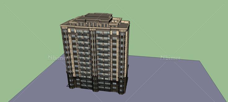 新古典风格高层住宅楼(69645)su模型下载