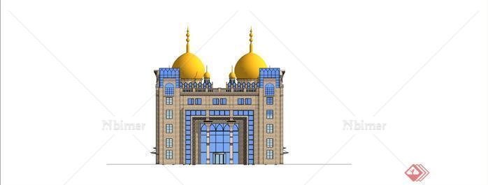 一个伊斯兰风格的酒店建筑设计方案su精致模型[原
