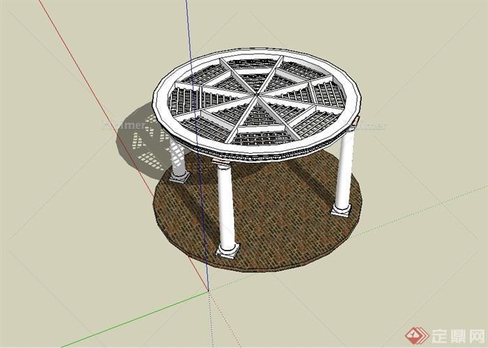 欧式风格圆形廊架设计SU模型[原创]
