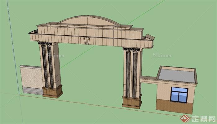 简约厂区大门设计SU模型