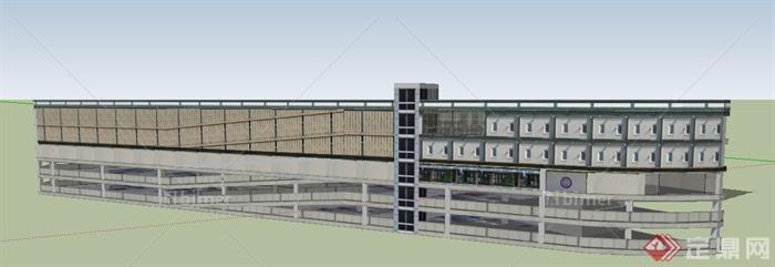 多层停车场建筑设计SU模型