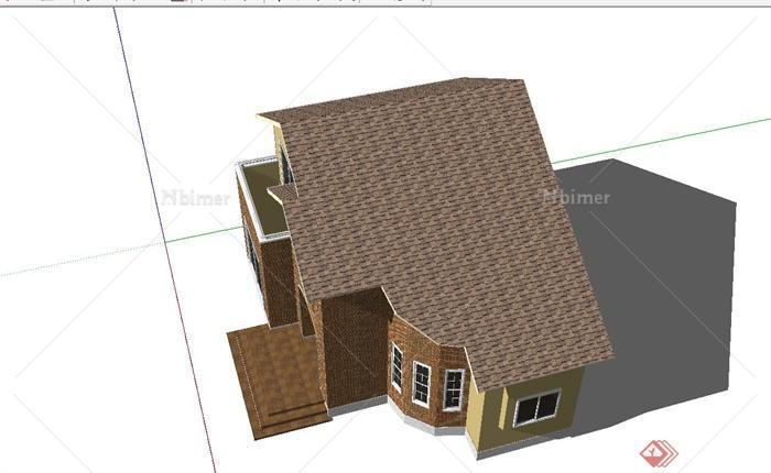 三层欧式独栋别墅建筑设计su模型[原创]