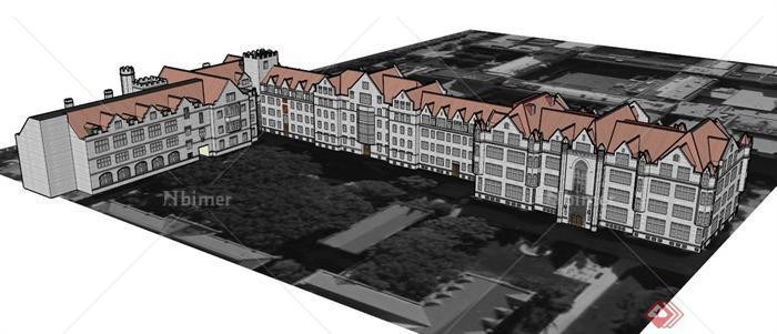 新古典欧式住宅区建筑设计SU模型