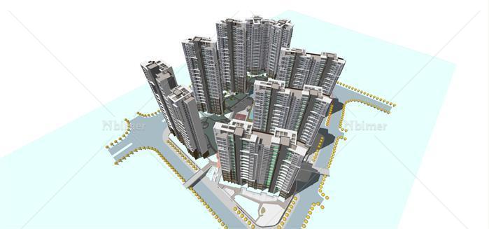长沙市某现代风格高层住宅小区建筑设计方案（附