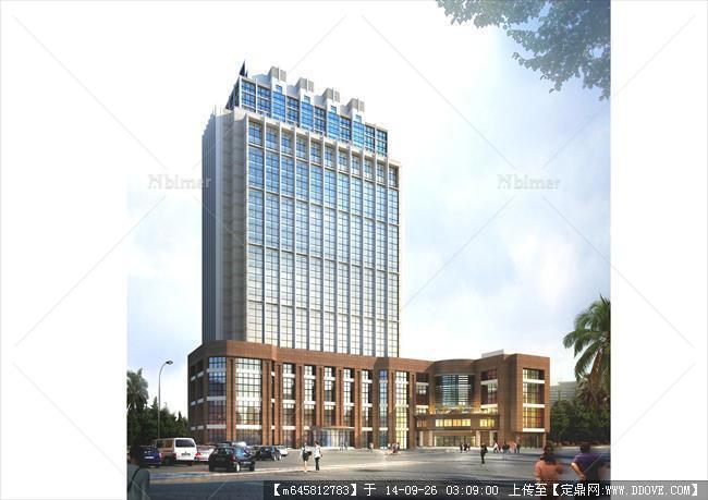 新古典风格高层办公楼建筑设计SU模型带效果图