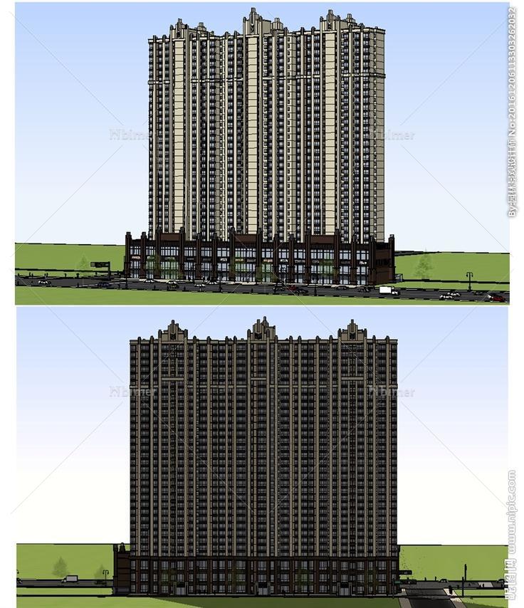 欧式商住楼建筑草图大师模型图片