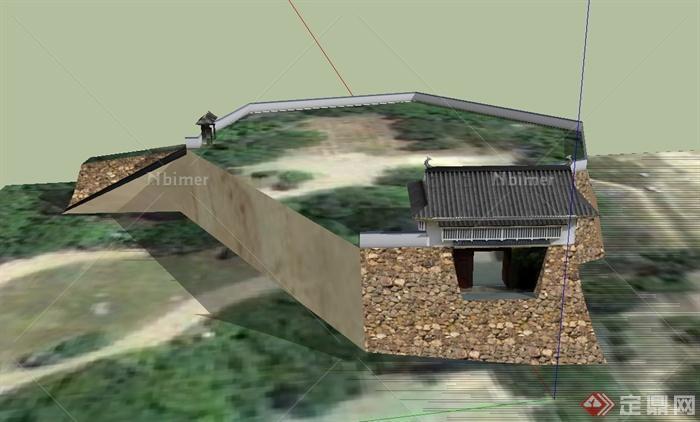 日本某古城堡建筑框架SU模型